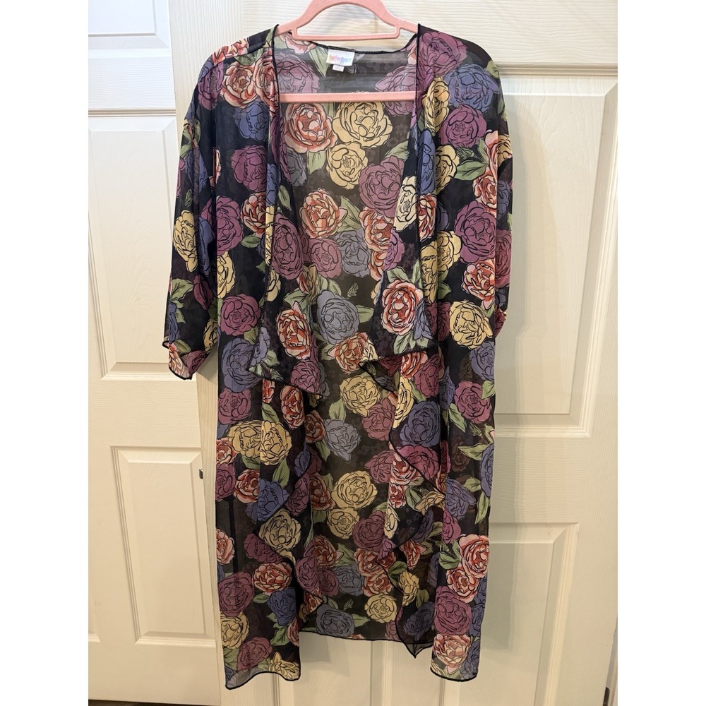Lularoe Shirley Kimono Women M Floral Semi Sheer Cardigan Bloomcore Boho Peasant